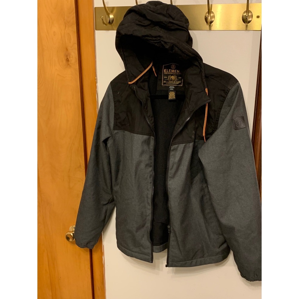 Element Wolfeboro Collection Mens Jacket Black Grey Full Zip‎ Hooded Size M